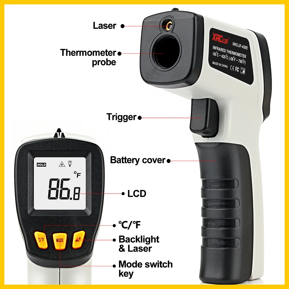 XRCLIF Termômetro infravermelh - Industrial Laser Temperature avaliação e preço